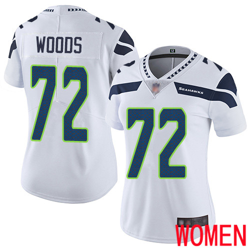 Seattle Seahawks Limited White Women Al Woods Road Jersey NFL Football #72 Vapor Untouchable->women nfl jersey->Women Jersey